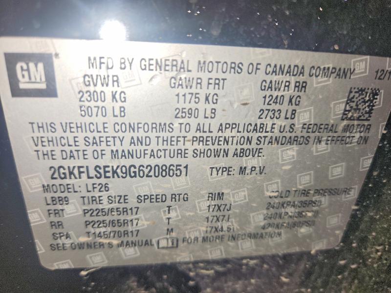 Aukcja sprzedaży 2016 Gmc Terrain, vin: 2GKFLSEK9G6208651, numer aukcji: 64090036
