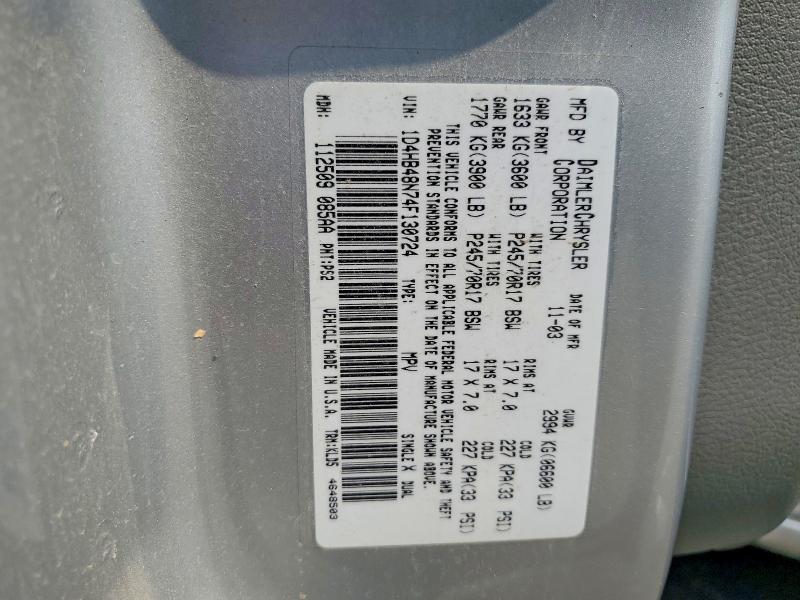 Aukcja sprzedaży 2004 Dodge Durango, vin: 1D4HB48N74F130724, numer aukcji: 63389376