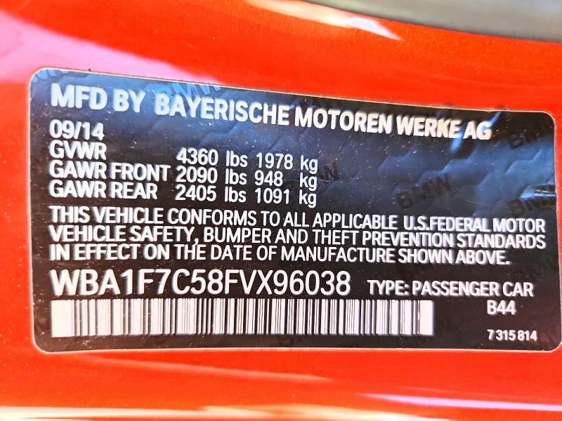 Aukcja sprzedaży 2015 Bmw 228, vin: WBA1F7C58FVX96038, numer aukcji: 65404136