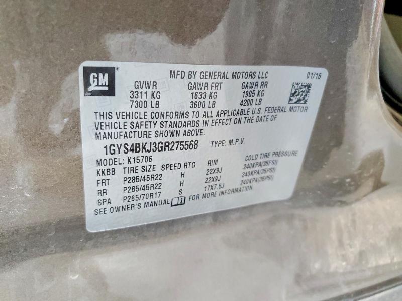 Продаж на аукціоні авто 2016 Cadillac Escalade, vin: 1GYS4BKJ3GR275568, номер лоту: 63825866
