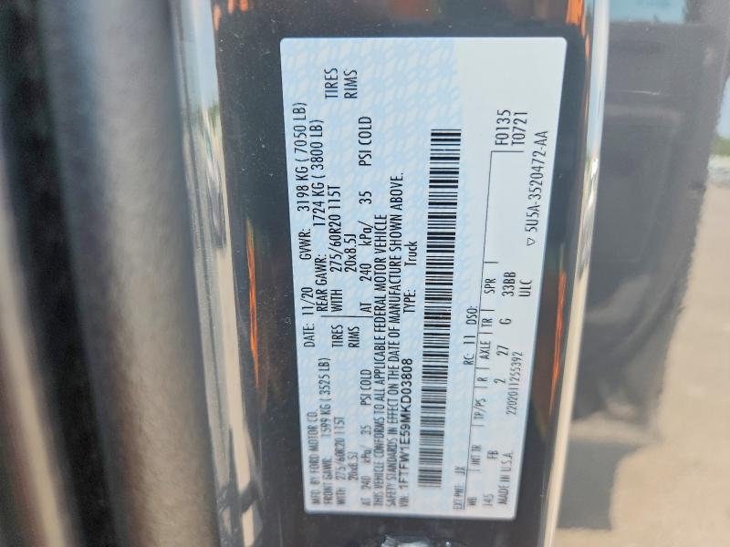 2021 Ford F150 მანქანა იყიდება აუქციონზე, vin: 1FTFW1E59MKD03808, აუქციონის ნომერი: 64464476