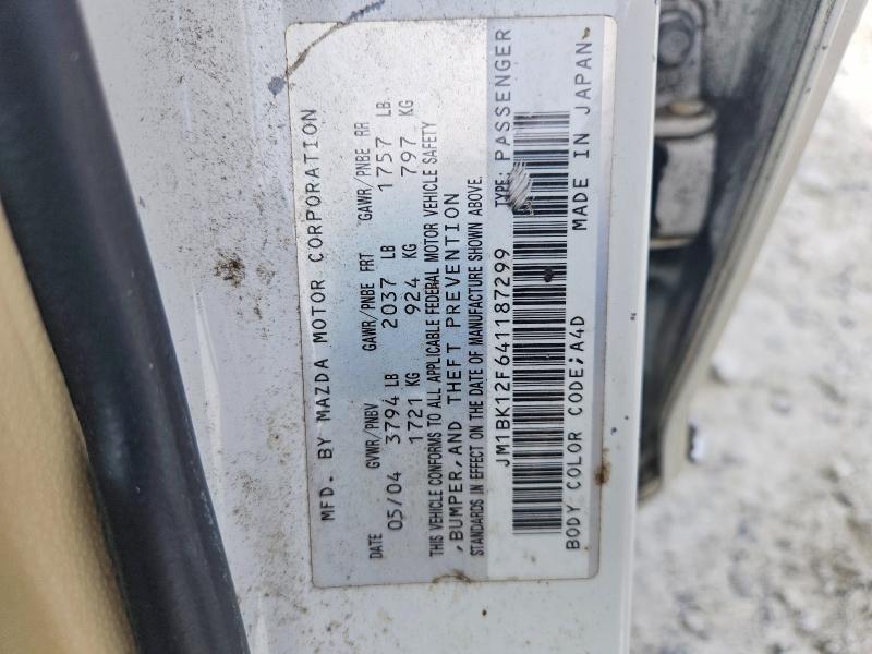 Продаж на аукціоні авто 2004 Mazda 3, vin: JM1BK12F641187299, номер лоту: 64605656