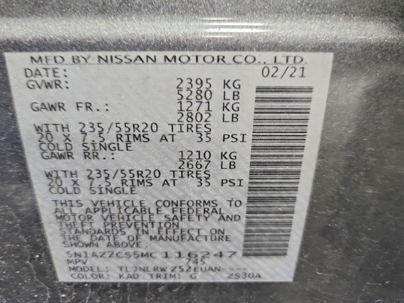 Продажа на аукционе авто 2021 Nissan Murano, vin: 5N1AZ2CS5MC116247, номер лота: 63666356
