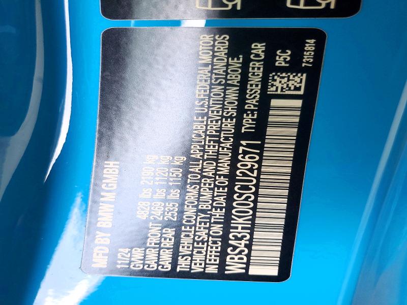 Aukcja sprzedaży 2025 Bmw M4, vin: WBS43HK00SCU29671, numer aukcji: 66275336