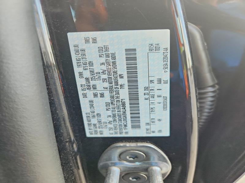 66277296 :رقم المزاد ، 1FMCU0G65NUA98871 vin ، 2022 Ford Escape مزاد بيع