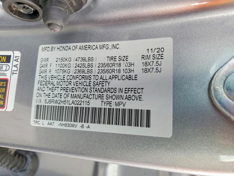 Aukcja sprzedaży 2020 Honda Cr-v, vin: 5J6RW2H51LA022115, numer aukcji: 63818946