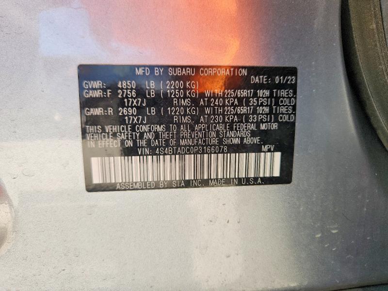 Aukcja sprzedaży 2023 Subaru Outback, vin: 4S4BTADC0P3166078, numer aukcji: 64409486