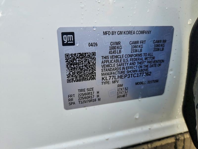 63946676 :رقم المزاد ، KL77LHEP3TC177362 vin ، 2026 Chevrolet Trax مزاد بيع