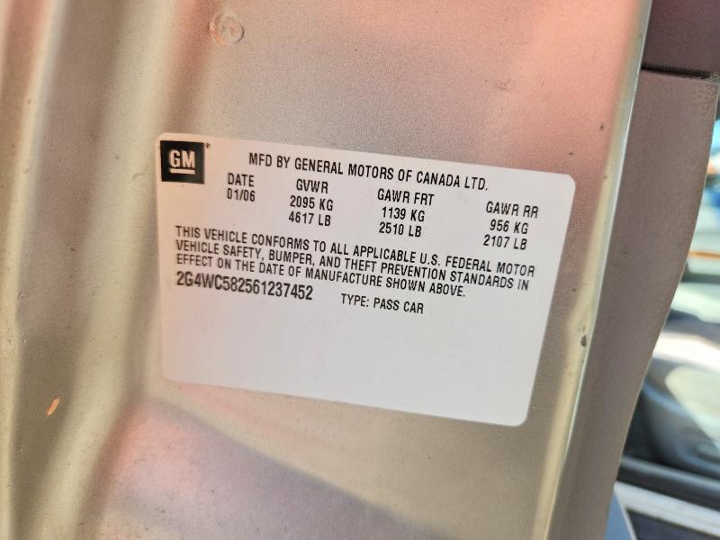 Auction sale of the 2006 Buick Lacrosse, vin: 2G4WC582561237452, lot number: 65960126
