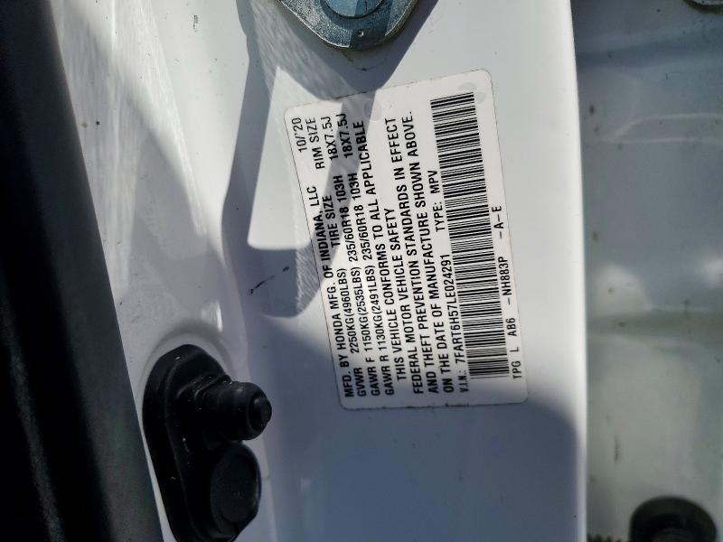 2020 Honda Cr-v მანქანა იყიდება აუქციონზე, vin: 7FART6H57LE024291, აუქციონის ნომერი: 66219466