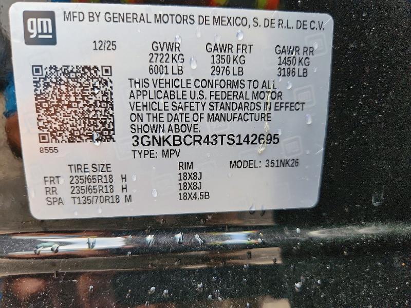 Aukcja sprzedaży 2026 Chevrolet Blazer, vin: 3GNKBCR43TS142695, numer aukcji: 63657696