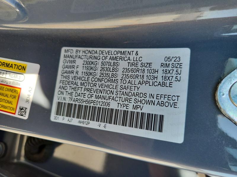 Продажа на аукционе авто 2023 Honda Cr-v, vin: 7FARS5H56PE012006, номер лота: 65500546