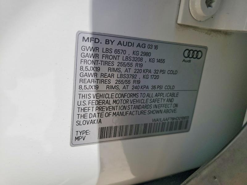 Aukcja sprzedaży 2017 Audi Q7, vin: WA1LAAF78HD010813, numer aukcji: 64091146