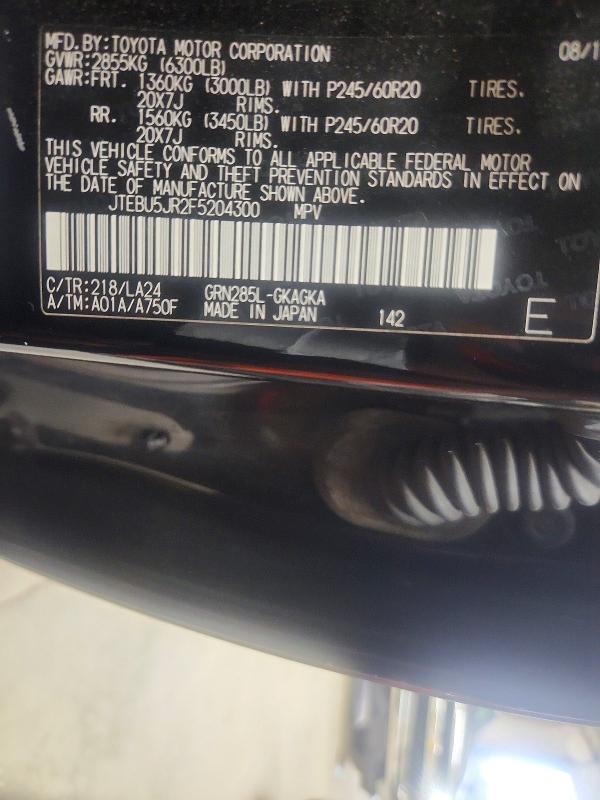 Aukcja sprzedaży 2015 Toyota 4runner, vin: JTEBU5JR2F5204300, numer aukcji: 63415616