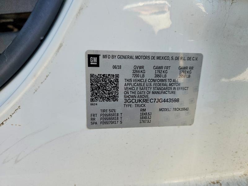 Aukcja sprzedaży 2018 Chevrolet Silverado, vin: 3GCUKREC7JG443598, numer aukcji: 66927106
