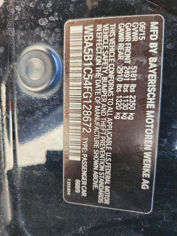Продажа на аукционе авто 2015 Bmw 535, vin: WBA5B1C54FG128672, номер лота: 65058846