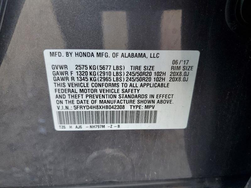 67334906 :رقم المزاد ، 5FRYD4H8XHB042308 vin ، 2017 Acura Mdx مزاد بيع