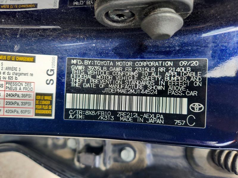 Продаж на аукціоні авто 2021 Toyota Corolla, vin: JTDEPMAE2MJ144524, номер лоту: 65459136