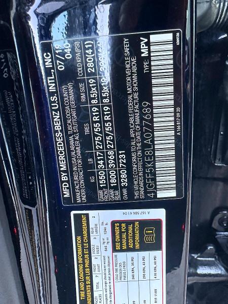 Aukcja sprzedaży 2020 Mercedes-benz Gls, vin: 4JGFF5KE8LA077689, numer aukcji: 66970986