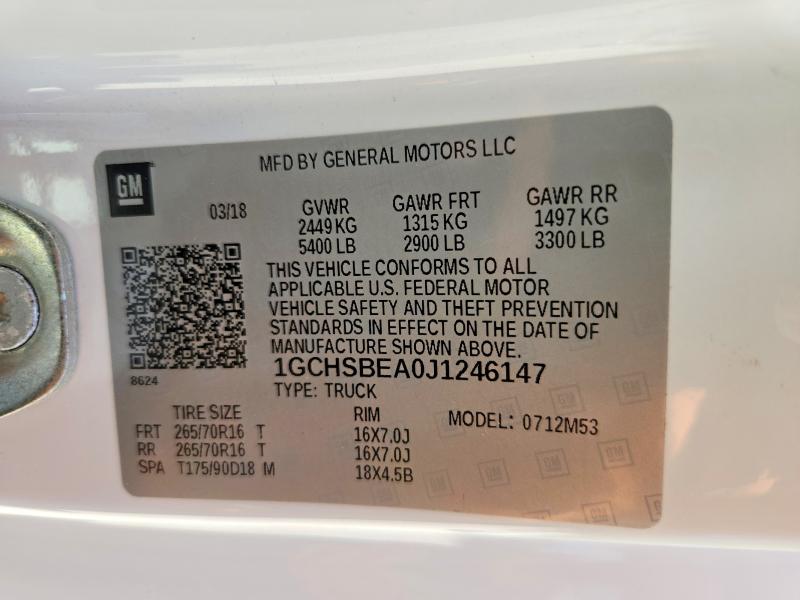 66260786 :رقم المزاد ، 1GCHSBEA0J1246147 vin ، 2018 Chevrolet Colorado مزاد بيع