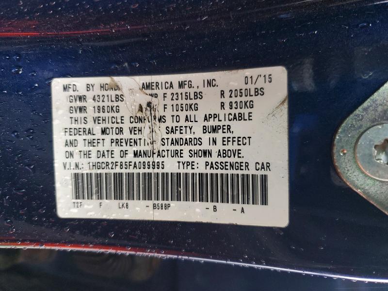 Продажа на аукционе авто 2015 Honda Accord, vin: 1HGCR2F85FA099995, номер лота: 65433456