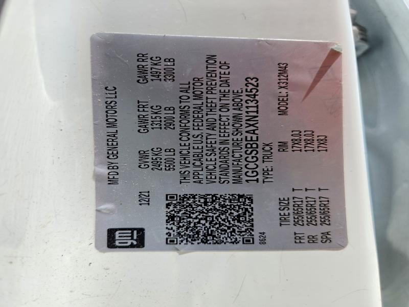 64823916 :رقم المزاد ، 1GCGSBEAXN1134523 vin ، 2022 Chevrolet Colorado مزاد بيع