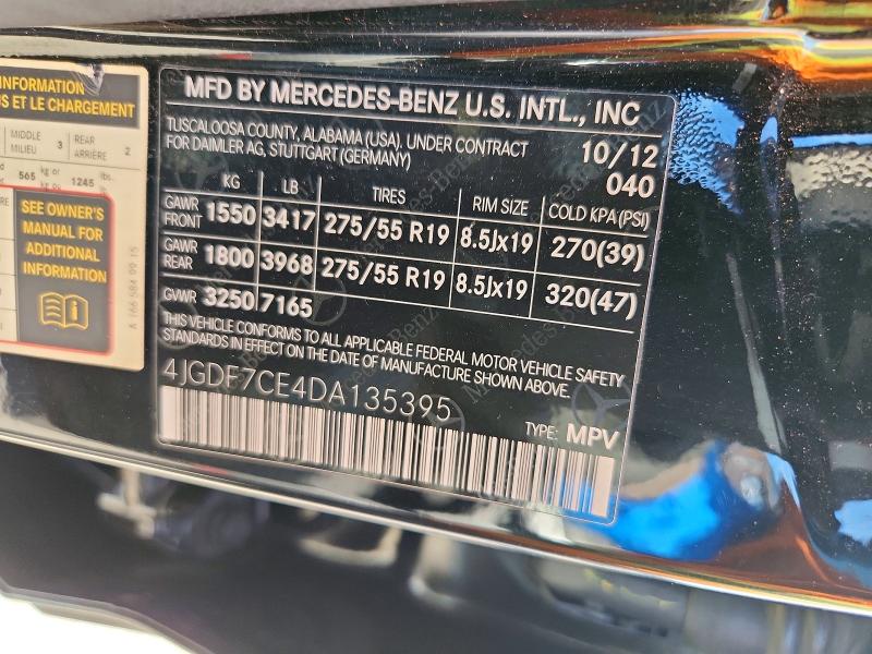 63968146 :رقم المزاد ، 4JGDF7CE4DA135395 vin ، 2013 Mercedes-benz Gl مزاد بيع