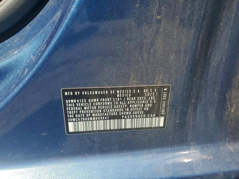 63719196 :رقم المزاد ، 3VWC57BU0MM099541 vin ، 2021 Volkswagen Jetta مزاد بيع