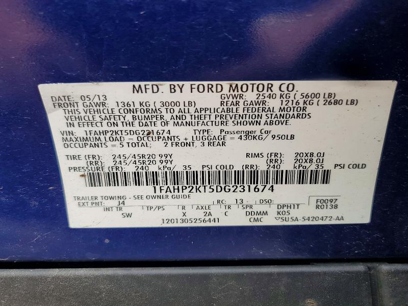 63822116 :رقم المزاد ، 1FAHP2KT5DG231674 vin ، 2013 Ford Taurus مزاد بيع