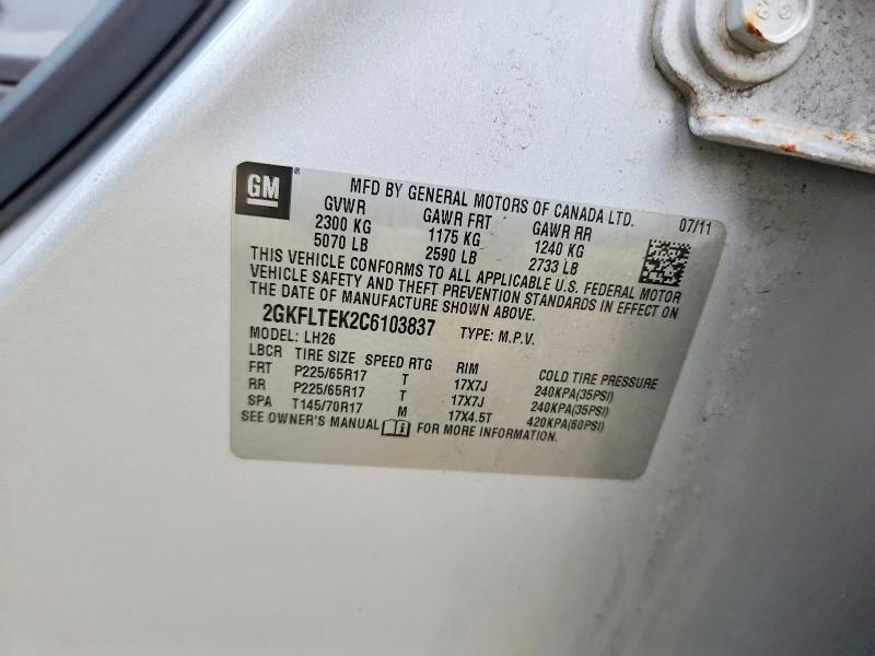 Продаж на аукціоні авто 2012 Gmc Terrain, vin: 2GKFLTEK2C6103837, номер лоту: 65201556