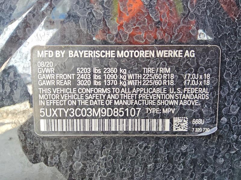 63427506 :رقم المزاد ، 5UXTY3C03M9D85107 vin ، 2021 Bmw X3 مزاد بيع