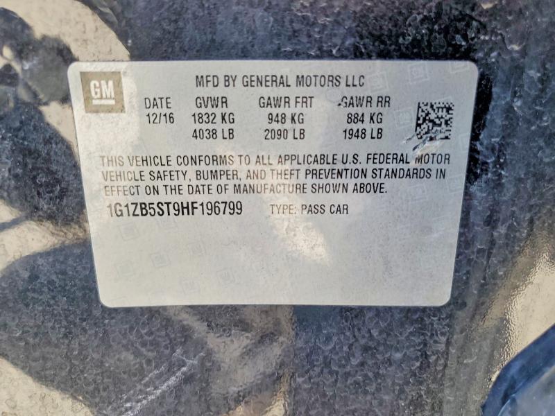 2017 Chevrolet Malibu მანქანა იყიდება აუქციონზე, vin: 1G1ZB5ST9HF196799, აუქციონის ნომერი: 64303416