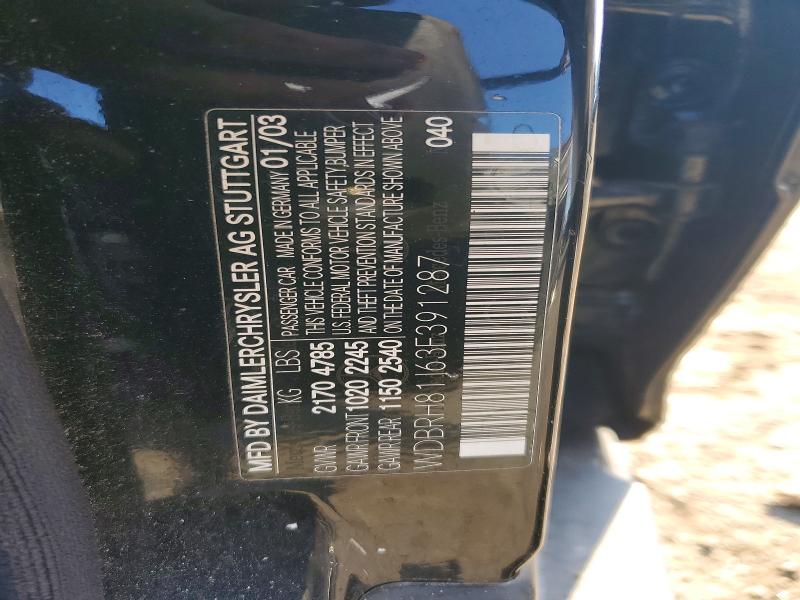 2003 Mercedes-benz C მანქანა იყიდება აუქციონზე, vin: WDBRH81J63F391287, აუქციონის ნომერი: 65327996