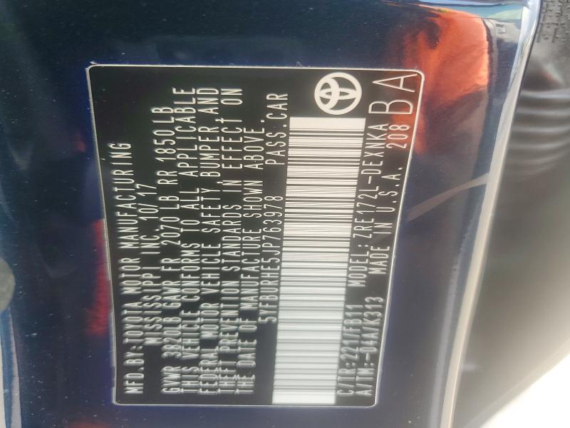 Aukcja sprzedaży 2018 Toyota Corolla, vin: 5YFBURHE5JP763978, numer aukcji: 65373336