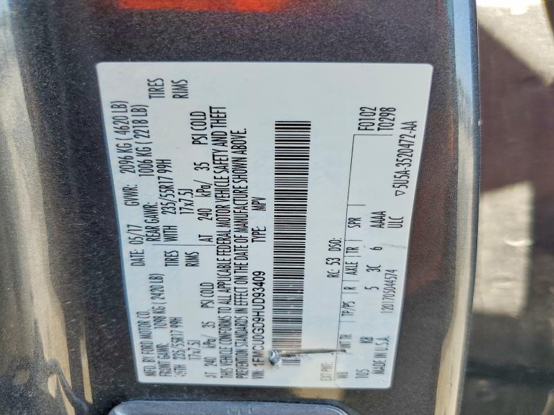 Aukcja sprzedaży 2017 Ford Escape, vin: 1FMCU0GD9HUD93409, numer aukcji: 65385196