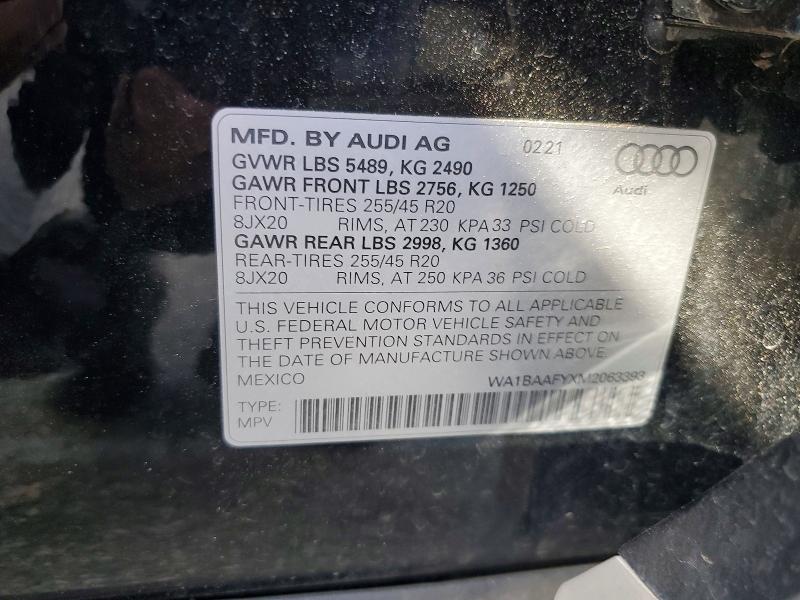 Продажа на аукционе авто 2021 Audi Q5, vin: WA1BAAFYXM2063393, номер лота: 64126666