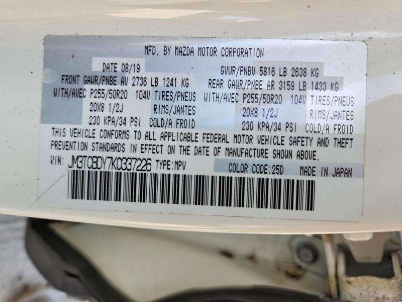Aukcja sprzedaży 2019 Mazda Cx-9, vin: JM3TCBDY7K0337226, numer aukcji: 63992556