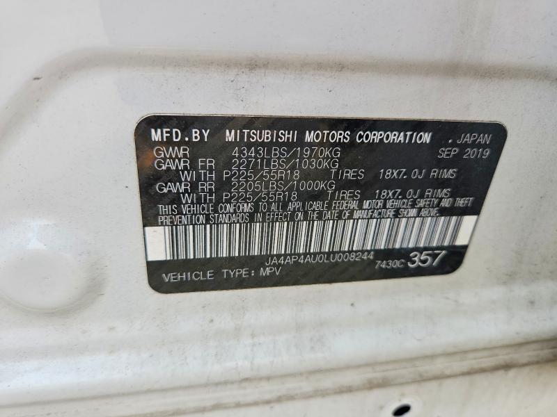 2020 Mitsubishi Outlander Sport მანქანა იყიდება აუქციონზე, vin: JA4AP4AU0LU008244, აუქციონის ნომერი: 64369756