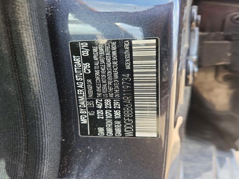 66386986 :رقم المزاد ، WDDGF8BB6AR119734 vin ، 2010 Mercedes-benz C مزاد بيع