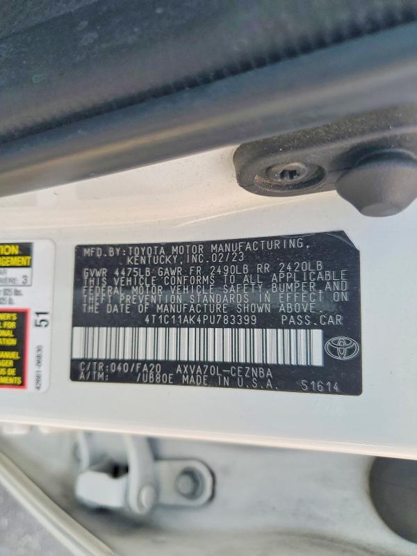 Aukcja sprzedaży 2023 Toyota Camry, vin: 4T1C11AK4PU783399, numer aukcji: 63597286