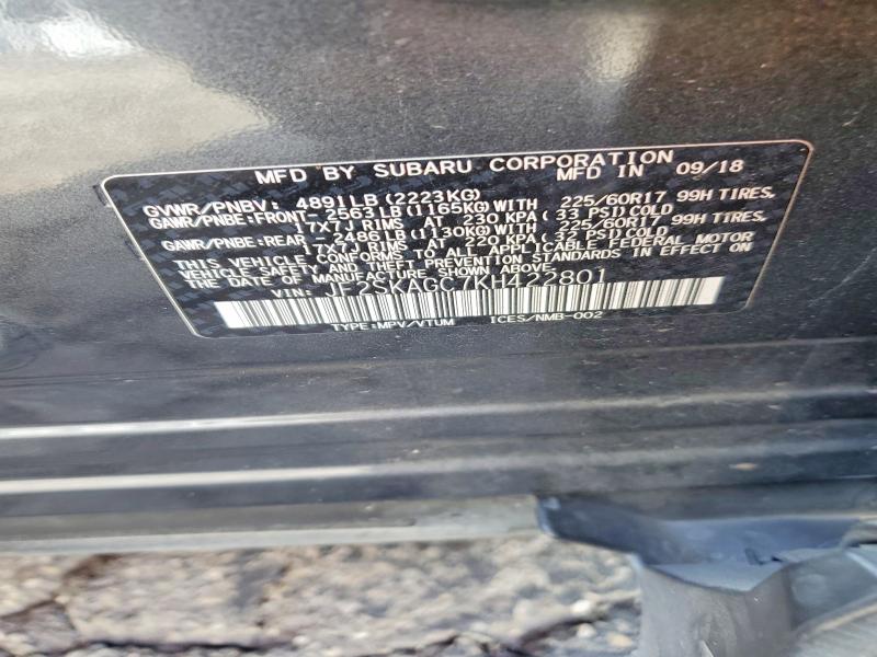 66797976 :رقم المزاد ، JF2SKAGC7KH422801 vin ، 2019 Subaru Forester مزاد بيع