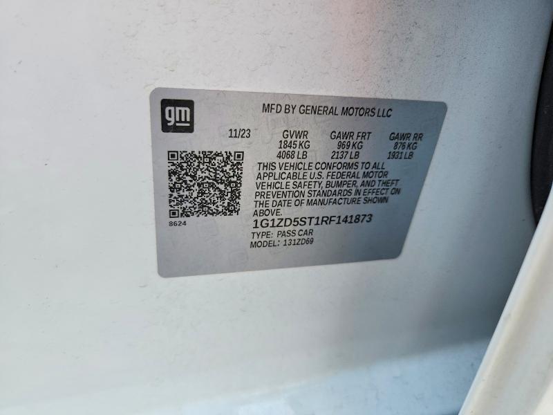 Aukcja sprzedaży 2024 Chevrolet Malibu, vin: 1G1ZD5ST1RF141873, numer aukcji: 63856506