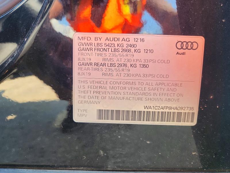 Aukcja sprzedaży 2017 Audi Q5, vin: WA1C2AFP8HA092735, numer aukcji: 66981806