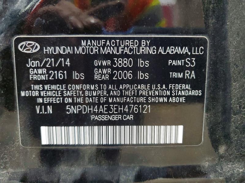 Продаж на аукціоні авто 2014 Hyundai Elantra, vin: 5NPDH4AE3EH476121, номер лоту: 63781686