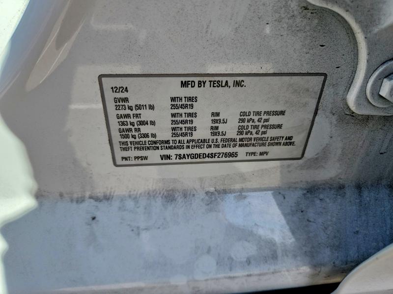 Aukcja sprzedaży 2025 Tesla Model Y, vin: 7SAYGDED4SF276965, numer aukcji: 66264406