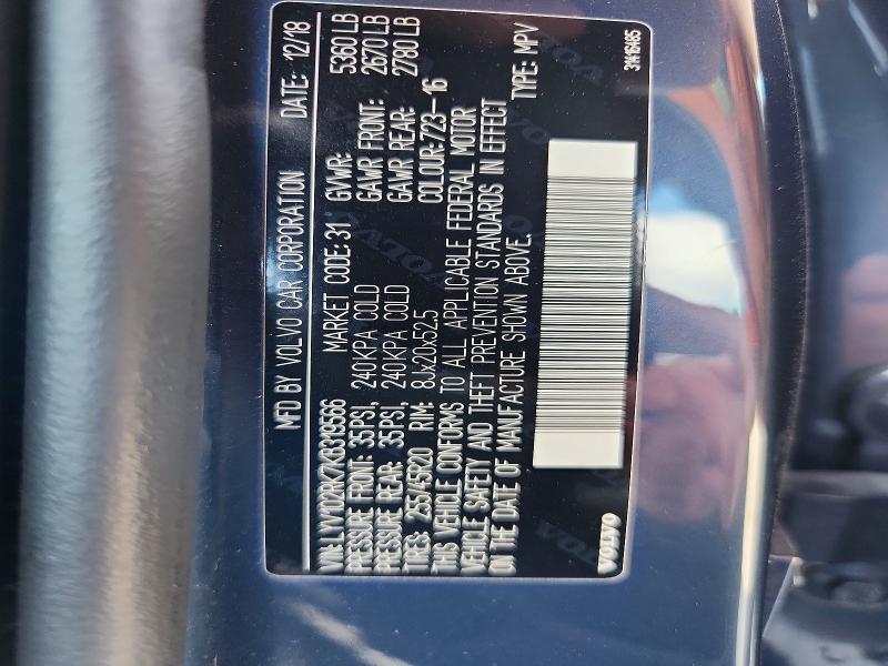 64676396 :رقم المزاد ، LYV102RK7KB319566 vin ، 2019 Volvo Xc60 مزاد بيع