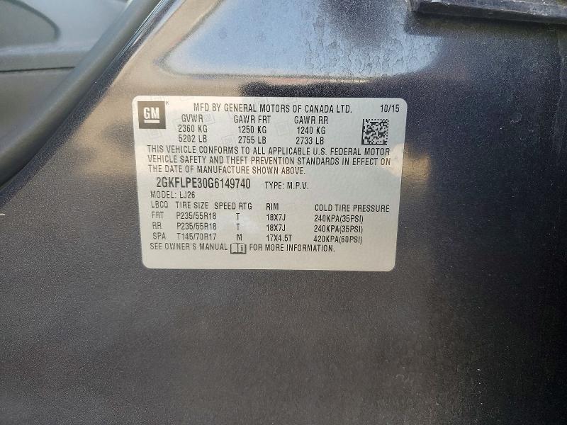 65816776 :رقم المزاد ، 2GKFLPE30G6149740 vin ، 2016 Gmc Terrain مزاد بيع