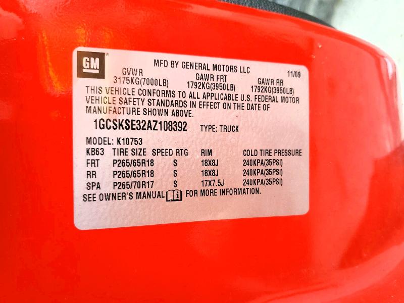 2010 Chevrolet Silverado მანქანა იყიდება აუქციონზე, vin: 1GCSKSE32AZ108392, აუქციონის ნომერი: 63240126
