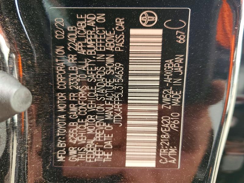 Auction sale of the 2020 Toyota Prius Prime, vin: JTDKARFP5L3154639, lot number: 64075966