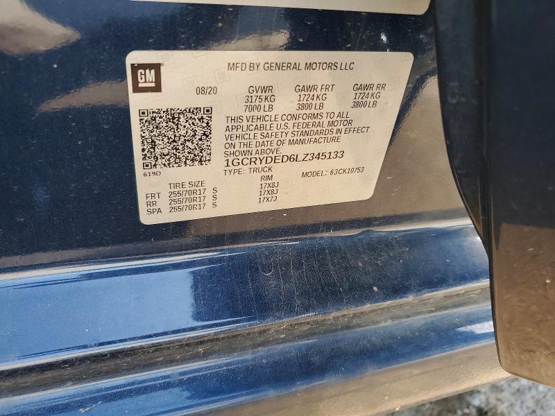 Aukcja sprzedaży 2020 Chevrolet Silverado, vin: 1GCRYDED6LZ345133, numer aukcji: 65464566
